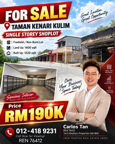 TAMAN KENARI KULIM 2 Units Combining - Single Storey Shoplot 1