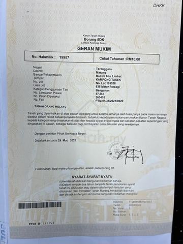 Tanah Lot Kediaman Untuk Di jual Di Bukit Payung, Marang 1