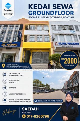 Kedai sewa Groundfloor Facing Bustand @ Tambak, Pontian 1