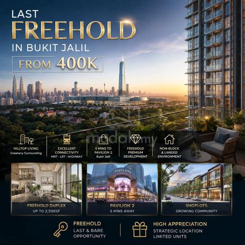 Bukit Jalil FREEHOLD ! 4 R 2 B @ 1.8k/mth Near MRT Pavilion 2 1