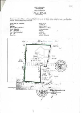 Tanah 1 ekar Kebun Getah Rambai Kubor Panjang 5