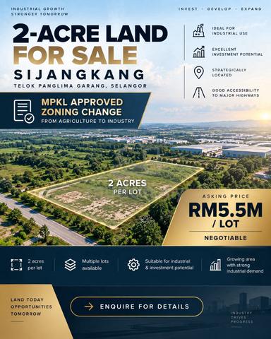 Industry zoning 2 Acre Land for Sale in Sijangkang 1