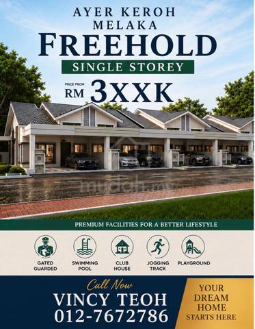 FREEHOLD New Launch Gated Melaka Tol🔥Single Storey Terrace Ayer Keroh 1