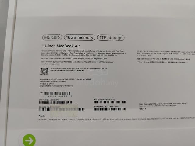 BARU MacBook Air 13 M5 16gb/1tb - photo 3 of 3
