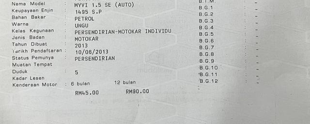 2013 Perodua MYVI 1.5 SE (A) [SERVICE RECORD] - 2