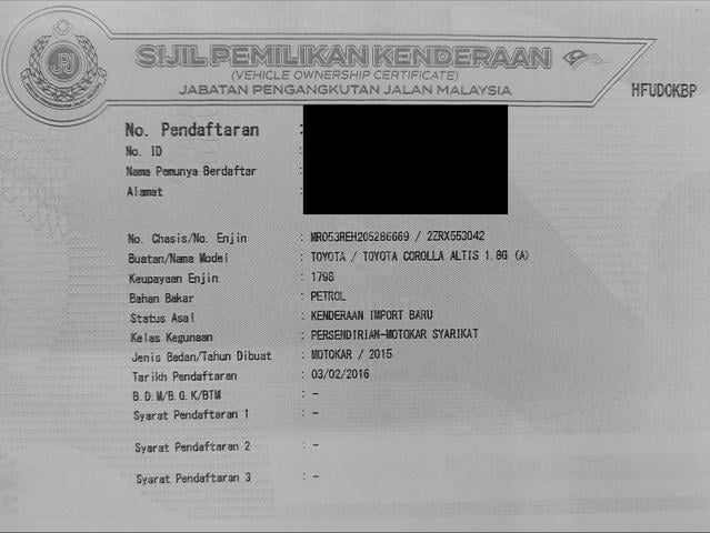 2015 Toyota COROLLA ALTIS 1.8 G =100% NOT ACCIDENT - 2