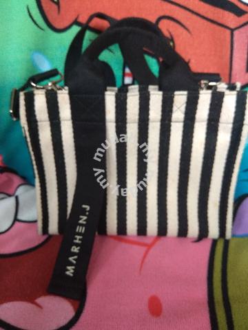 Crossbody Bag Strap in Black & White Stripe