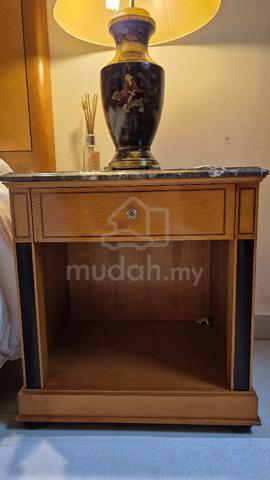 Solid Wood Marble Side Table + Imported Thai Lamps - photo 2 of 6