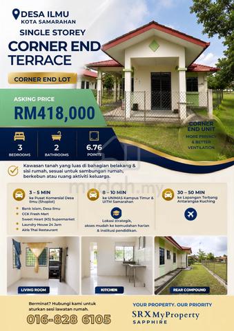 Rumah Teres Setingkat (𝗖𝗼𝗿𝗻𝗲𝗿 𝗘𝗻𝗱) |Desa Ilmu, Kota Samarahan 1