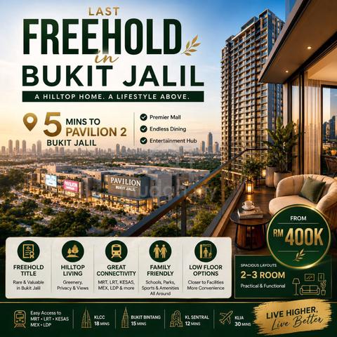 5 Mins Pavilion 2 ! 4 R @ Big Balcony - Walk to MRT Mall - Full loan 1