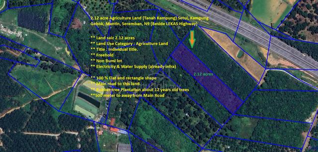 2.12 acre Agriculture Land,  Kampung Gebok, Mantin, N9 1