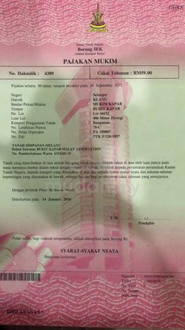 Tanah Corner Lot Banglo Meru Bukit Kapar Geran Individu 1