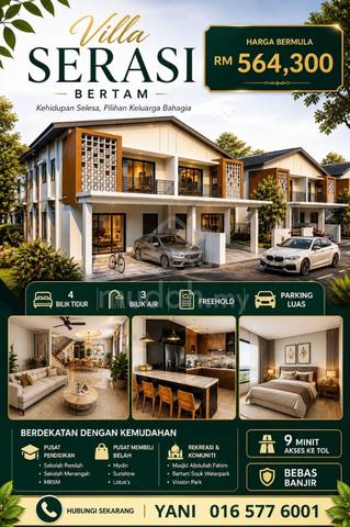 KEDIAMAN SEMI D 2 TINGKAT TERBARU DI BERTAM, PULAU PINANG Villa Serasi 1