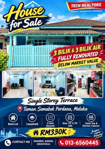 [Rumah Murah] Single Storey Terrace di Semabok, Melaka 1