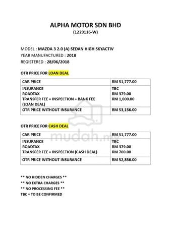 Mazda 3 2.0 SEDAN HIGH MILE 47K KM HARGA LELONG - 3