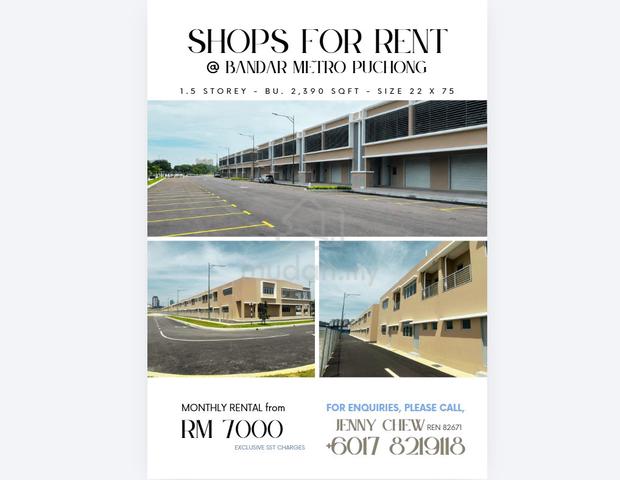 1.5 Storey Shops for RENT, Bandar Metro Puchong, Selangor 1