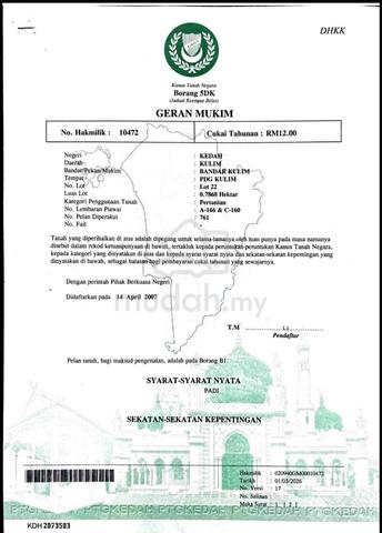 Tanah Pertanian 1.9 Ekar Untuk Dijual, PDG Kulim, Kulim 1