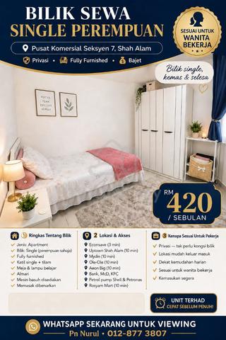 Bilik for Lady non -sharing| direct owner dan nego boleh 1