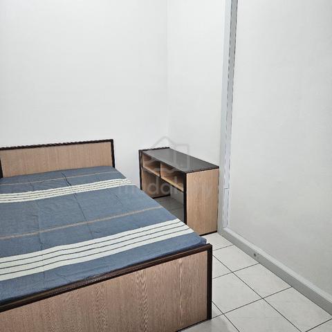 Bed, mattress, table, chair, bedside cabinet, aircond, fan 1