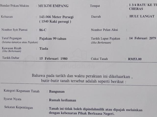 FOR SALE: Double-Storey House 56100 KL (Pandan, 68000 Ampang) 1