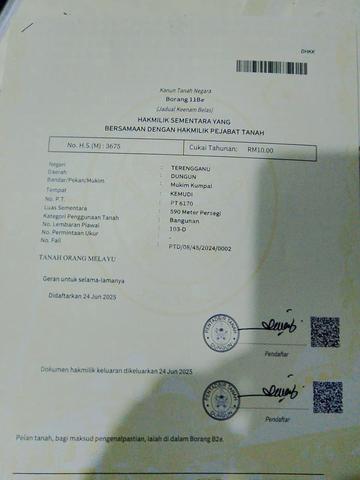 Satu lot banglo geran kekal untuk dijual di area Padang 1