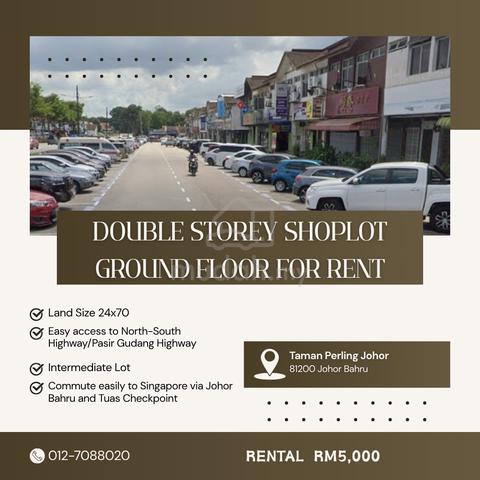 Ground Floor Double Storey Shoplot For Rent@Taman Perling Johor JB 1