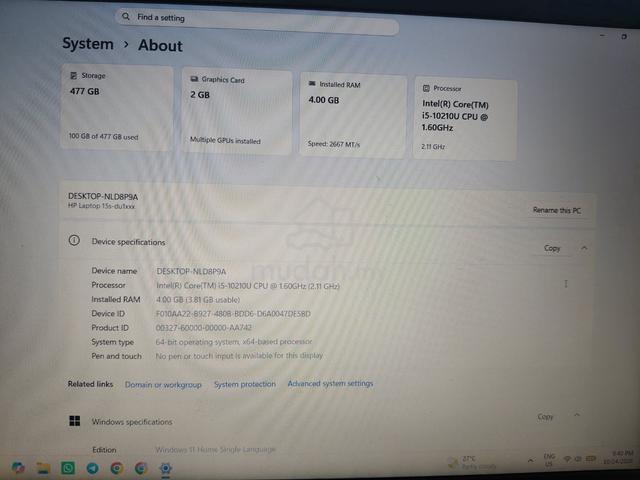 HP Laptop 15s i5 SSD BARU - photo 2 of 5