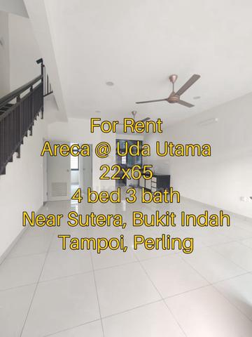 For Rent Areca @ Taman Uda Utama Double Story Near Sutera, Tampoi, BI 1