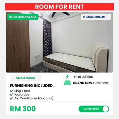 Bilik Sewa untuk Lelaki Muslim Sahaja (Deposit Rendah) 1