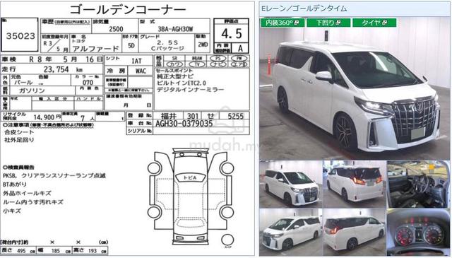 2021 Toyota ALPHARD 2.5 SC Grade 4.5A 23k Km UNREG - 2