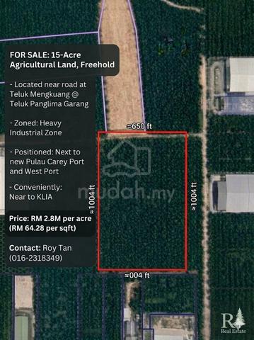 15acres Agriculture Land convertable to heavy Industrial Tlk Mengkuang 1