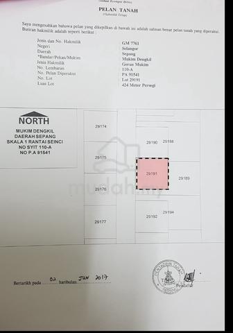 Tanah Lot Banglow Sungai Merab - Geran Individu - 4,567 sq.ft 1