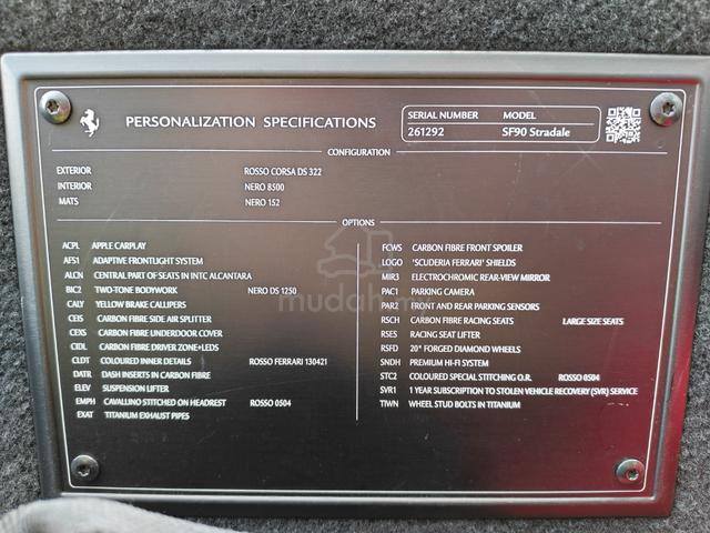 Actual Yr 2020/2021 Ferrari SF90 STRADALE 494Miles - 2