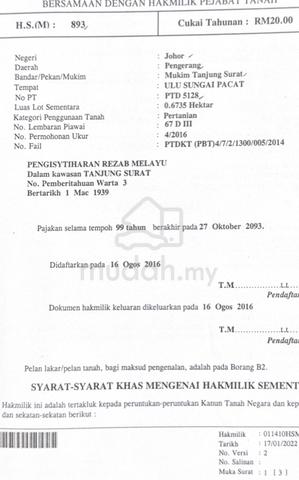 Tanah Pengerang Untuk Dijual 1