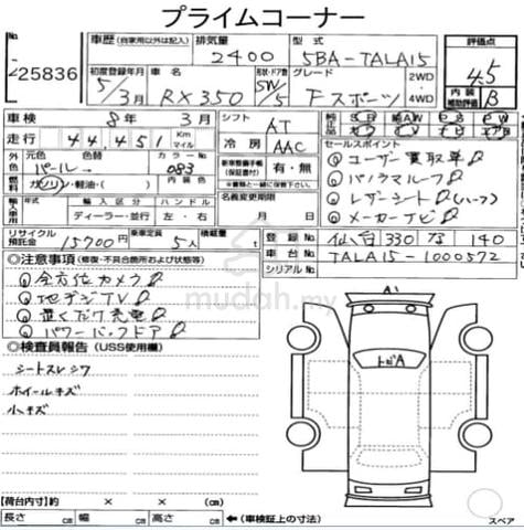 2023 Lexus RX350 2.4 F SPORT (A) GRADE 4.5 B - 2