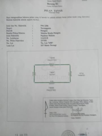 2 Lot Tanah Untuk Dijual Di Kg Paya Pelandang dan Kg Che Lijah Dungun 1