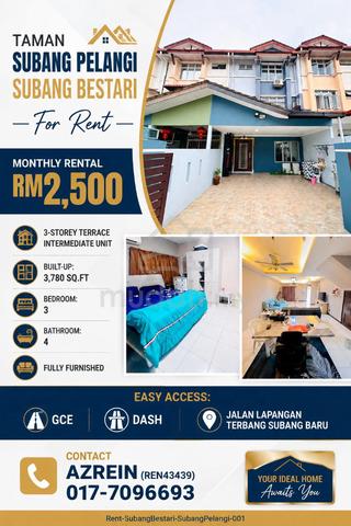 Subang Pelangi, Subang Bestari for Rent - Fully Furnished. 1