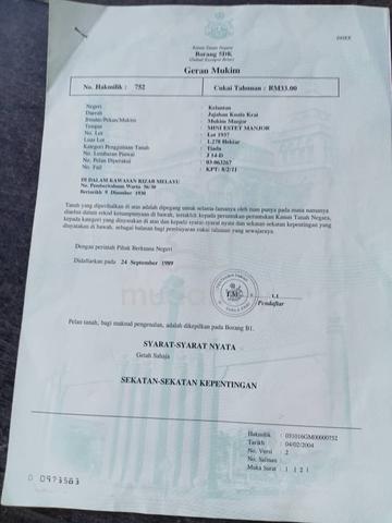 Tanah utk dijual 3 ekar dekat jalan besar 1