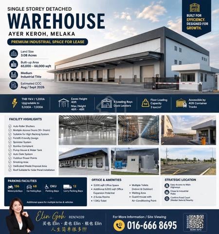 Melaka Ayer Keroh Detached Warehouse 65000 sqft 11kV High Power 1