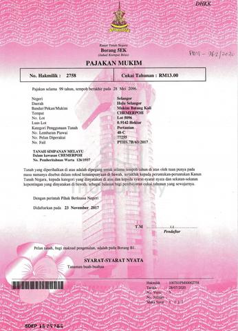 Tanah 2.26 ekar untuk dijual di batang kali 1