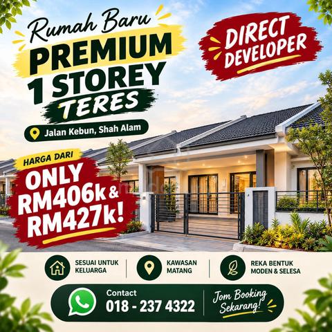 [Direct Developer] 1 Storey Terrace - Jalan Kebun Baru! 1