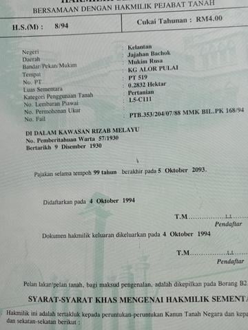 Tanah Untuk Dijual Di Area Jelawat, Bachok, Kelantan 1