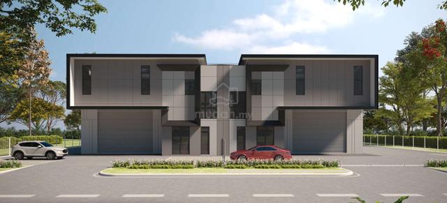 Two adjacent semi‑detached factories, close to main road 1