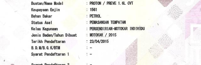 CASH OTR 2015 Proton PREVE 1.6 LIMITED EDITION (A) - 2