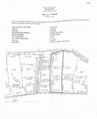 Pahang Damak Agricultural Freehold Land For Sale 1