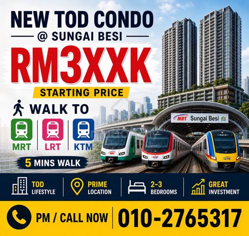 KL ! TOD ! Walk to MRT & LRT | Furnish 2-3 Rooms - 7 Min TRX, Midvalley 1