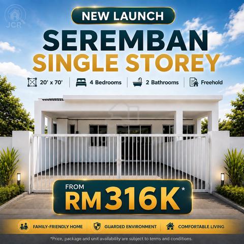 Rumah Teres 1 Tingkat Seremban 20'x70' 4 Bilik 2 Bilik Air 1