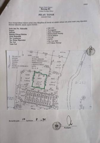 Tanah Lot kediaman di Lot 5600, Taman Tiras Kuala Berang untuk dijual 1
