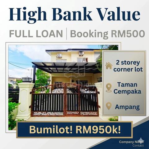 Bumilot Double storey Corner lot house Taman Cempaka Ampang for sale 1