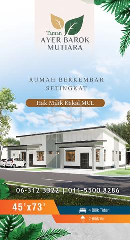 Rumah Berkembar 1Tingkat 45x73 (Semi-D) TMN AYER BAROK MUTIARA @ JASIN 1